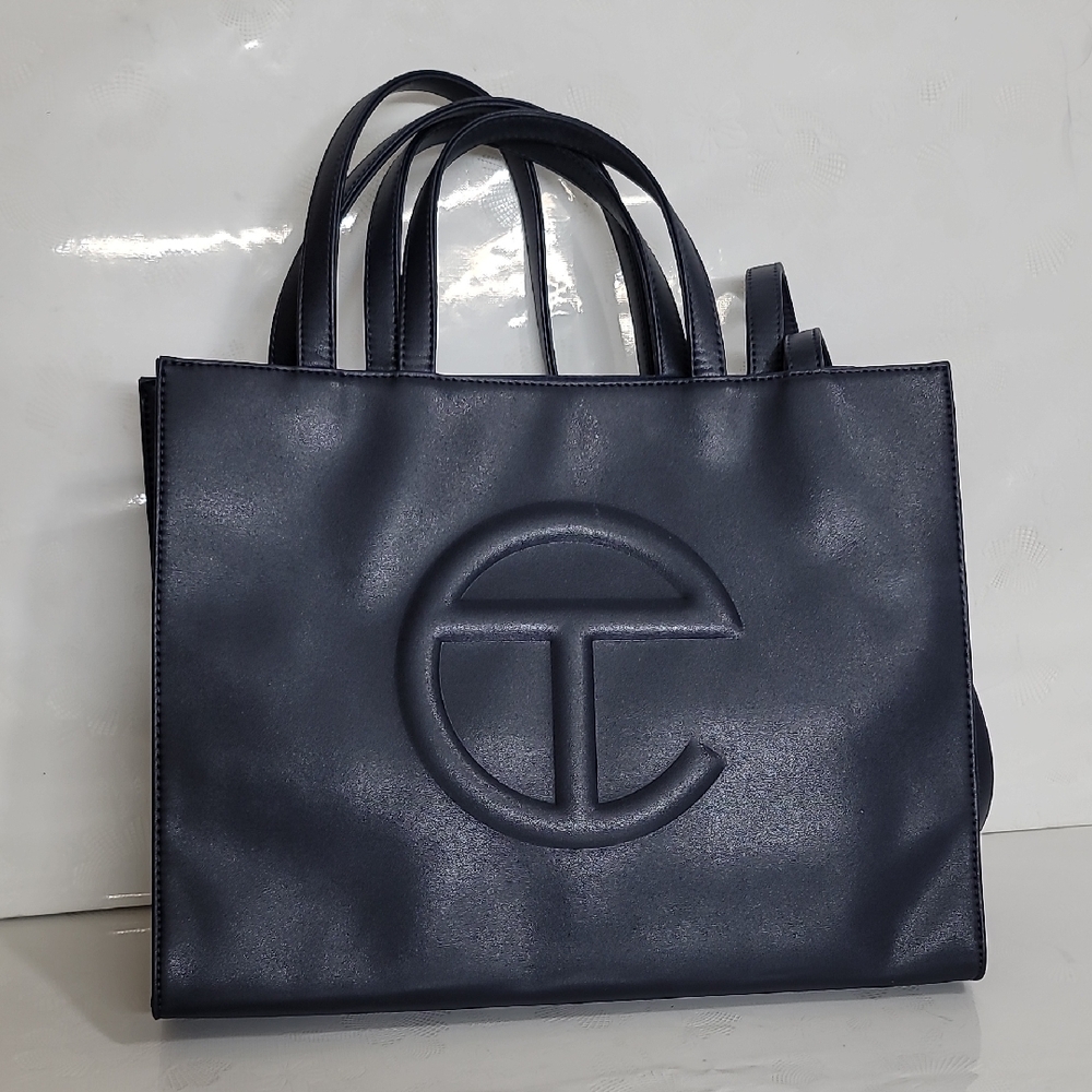Telfar Vegan Leather  Shopping Bag Navy